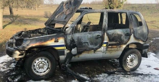 В Одесской области на ходу загорелась служебная машина полицейских